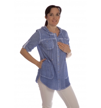 Kaptur - dámská dlouhá tunika jeans