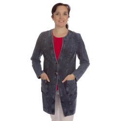 Drum - dlouhý chanelový kabátek jeans 