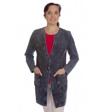 Drum - dlouhý chanelový kabátek jeans 