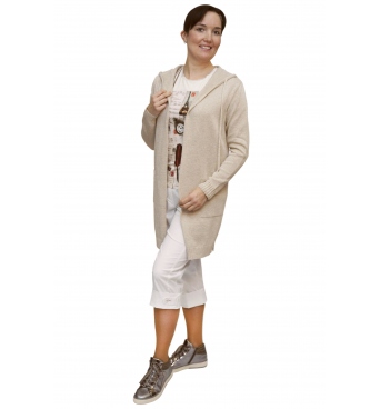 AL 4429 - dámský dlouhý  přírodní kardigan