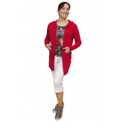 AL 4429 - dámský  dlouhý  červený  kardigan