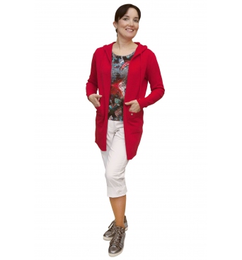 AL 4429 - dámský  dlouhý  červený  kardigan