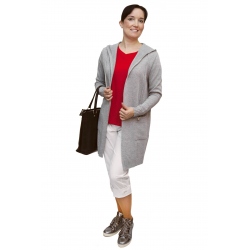 AL 4429 - dámský  dlouhý  světle šedý  kardigan