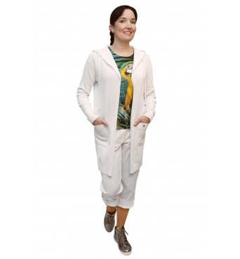 AL 4429 - dámský  dlouhý  bílý  kardigan