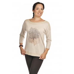 W - halenka stromy s lurexem béžová