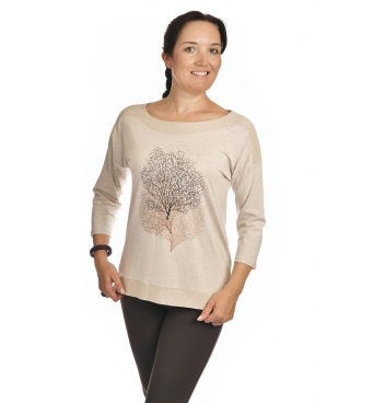 W - halenka stromy s lurexem béžová