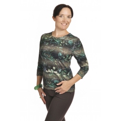 K019-576 - dámská halenka zelené květy v pruzích