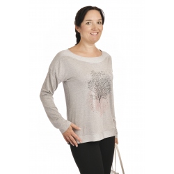 W - halenka stromy s lurexem šedá