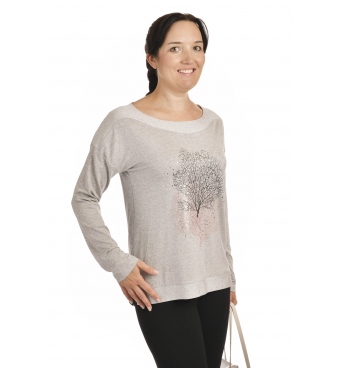 W - halenka stromy s lurexem šedá