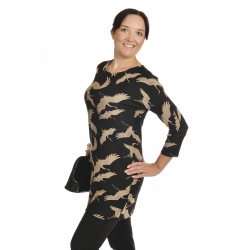 K019-529T - dámská tunika zlatí čápi