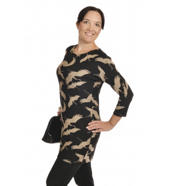 K019-529T - dámská tunika zlatí čápi