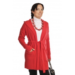 IM2726 - dámský dlouhý vlněný kardigan červený