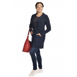 IM2726 - dámský dlouhý vlněný kardigan modrý