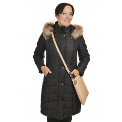 Mika - dámská delší zimní  bunda s pravým kožíškem