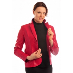 ST369 - dámské  sako satén s klopou červené
