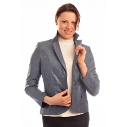 ST369 - dámské  sako satén s klopou modré