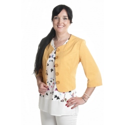 BE001 - chanel - dámský lněný kabátek zlatý