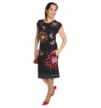 K115T - dámské šaty duhové květy