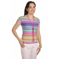K020-129T - dámské tričko duhové proužky