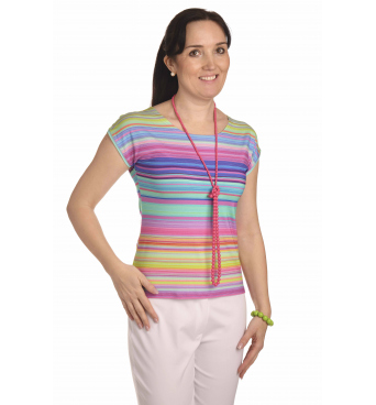 K020-129T - dámské tričko duhové proužky