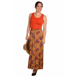 M7800 - dámská žlutá  maxisukně s květy