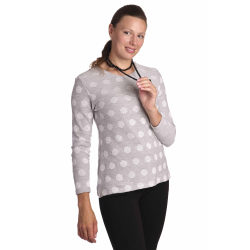 K020-869 - dámský světle šedý svetr s puntíky