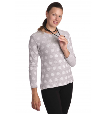 K020-869 - dámský světle šedý svetr s puntíky