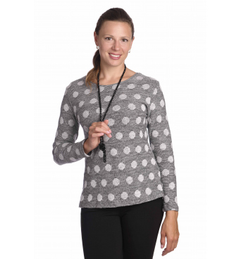 K020-868 - dámský antracitový svetr s puntíky