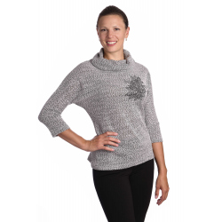 K020-861 - dámský melanžový rolák s aplikací