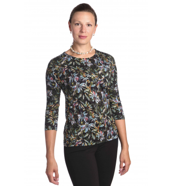 K020-880N - dámská halenka květinový vzor v duhových barvách