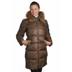 19KZ15 - dlouhá dámská zimní bunda s pravým kožíškem