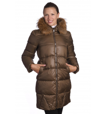 19KZ15 - dlouhá dámská zimní bunda s pravým kožíškem