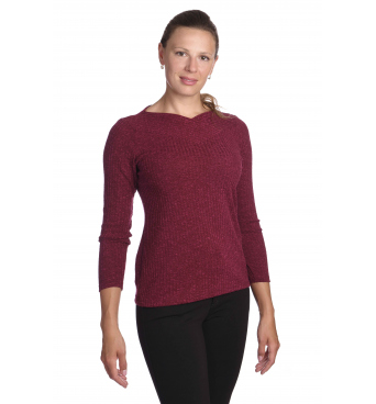 DAM456 - dámská vínová úpletová halenka