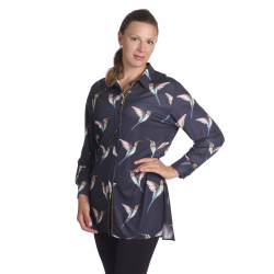 Marina - dámská dlouhá košile ptáčci