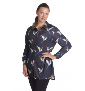 Marina - dámská dlouhá košile ptáčci