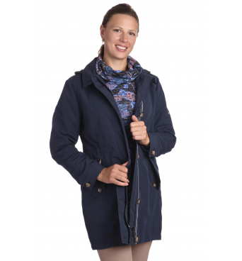 Sandra - dámská dlouhá přechodová bunda tmavě modrá