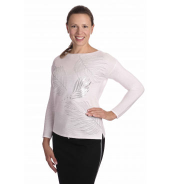 AL2852 - dámská bílá halenka s palmovými listy