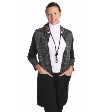 Neptun - dámský dlouhý  černo-stříbrný kardigan 