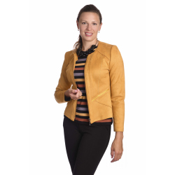 ST452 - dámský semišový kabátek žlutý