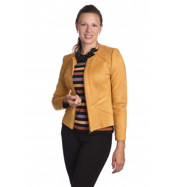 ST452 - dámský semišový kabátek žlutý