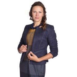 ST452 - dámský semišový kabátek tmavě modrý