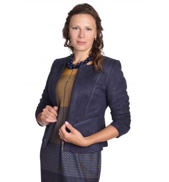 ST452 - dámský semišový kabátek tmavě modrý