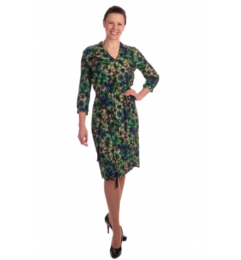 AS210-413 - dámské šaty zelené listy