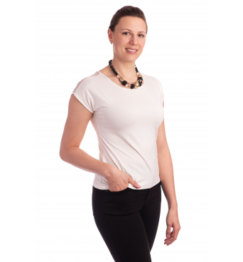 K020-252E - dámská smetanová halenka s aplikací