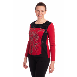 KA2026 - dámské červené tričko s květy