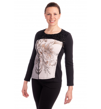 KA2026 - dámské černobílé tričko s květy