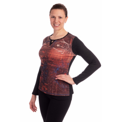 KA20053 - dámská hnědooranžová halenka s flitry