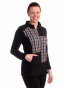 KA2005 - dámský černý kabátek se vzorovanými vsadkami