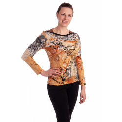 KA2006 - dámská žlutooranžová halenka s aplikací