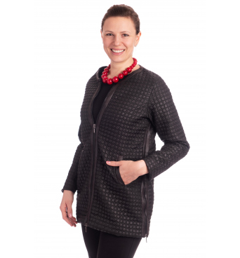 KA20109 - dámský dlouhý  černý prošívaný kabátek